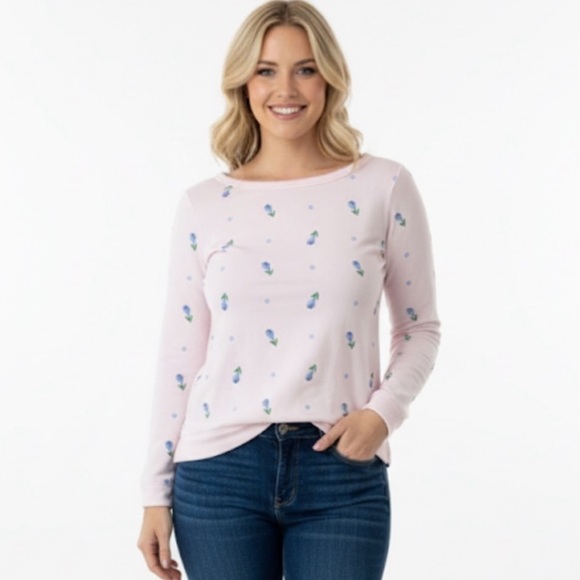 Talbots pink sweatshirt floral embroidered size small - Picture 1 of 6